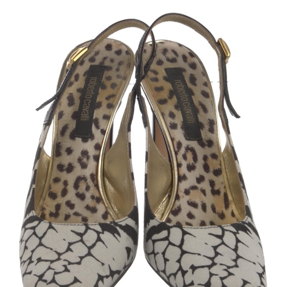 Roberto Cavalli slingback leather printed sandals - Picture 2 of 4